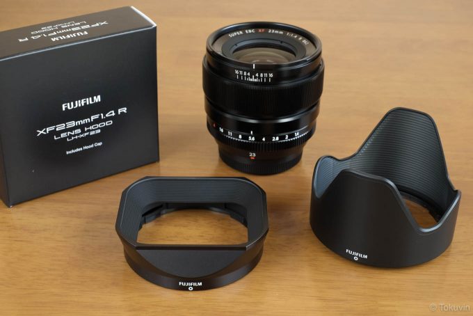 FUJIFILM XF23mmと純正の花型&角形フード
