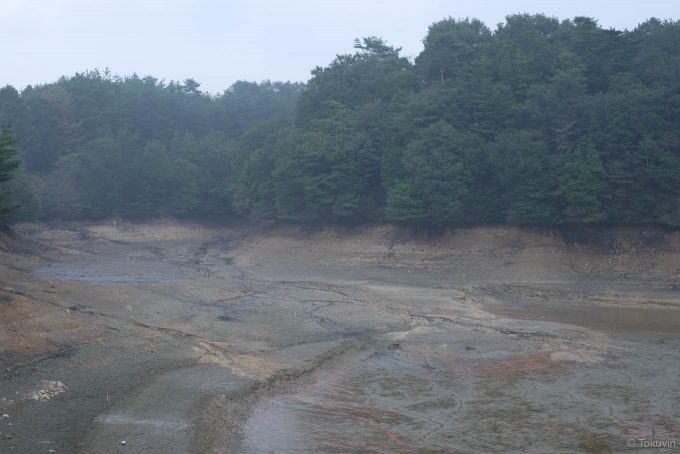 水の抜かれた新池